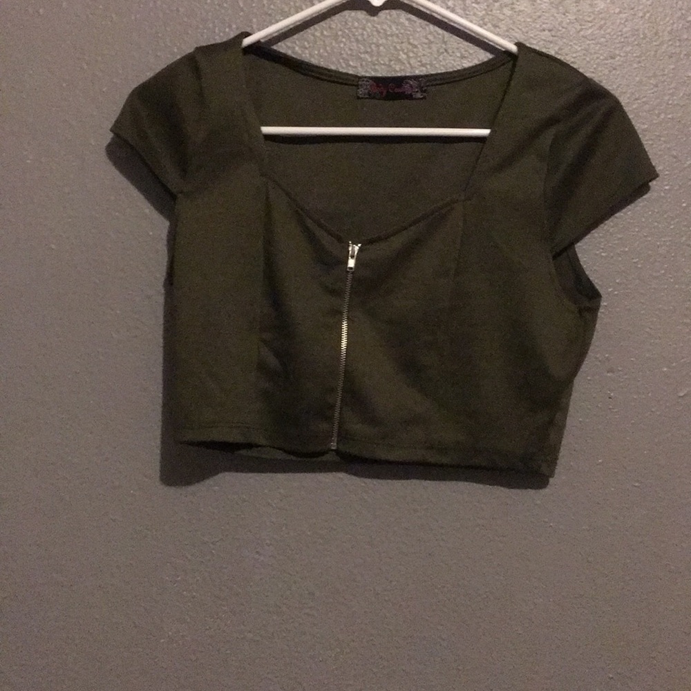 Olive green crop top